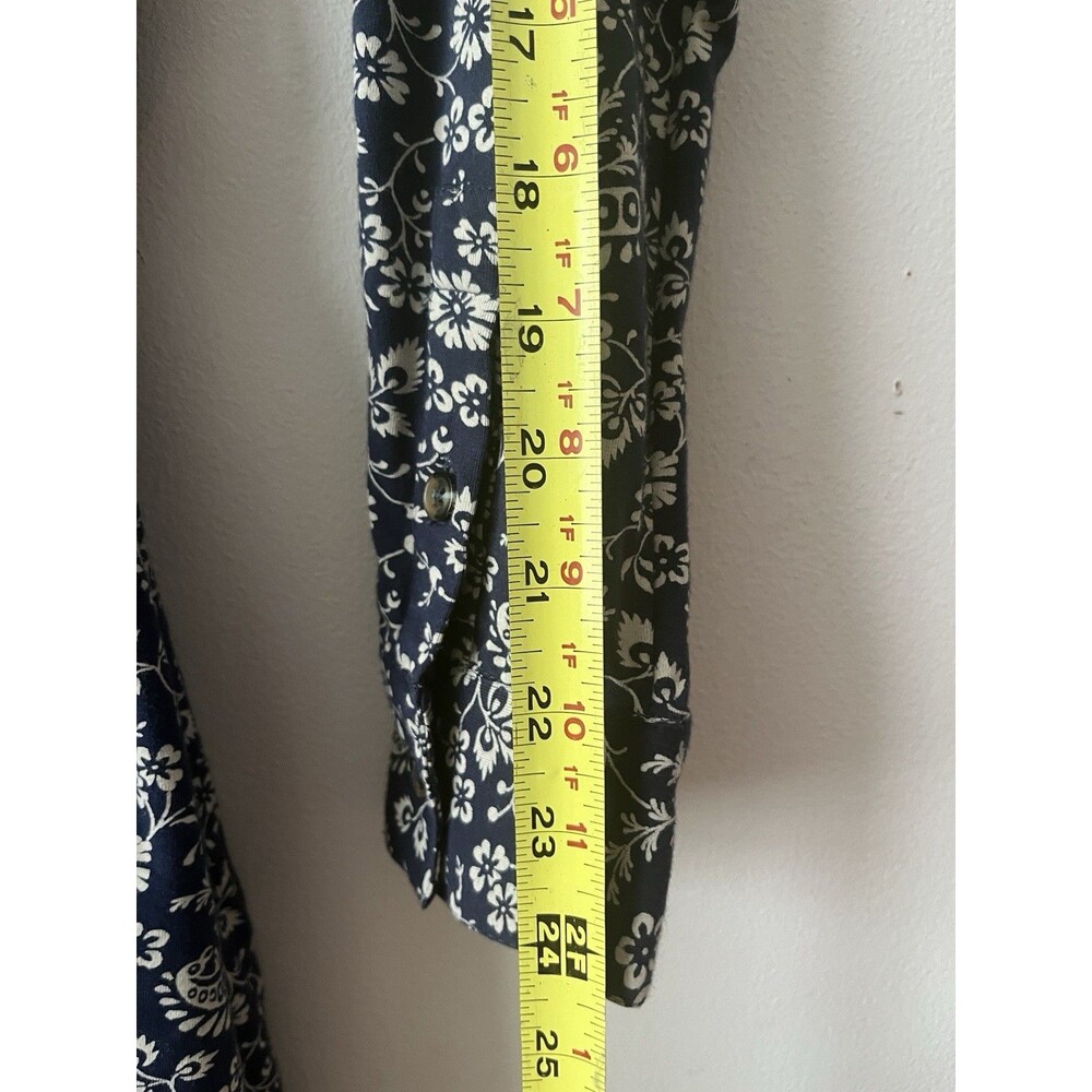 Fat Face Cotton Shirt Dress Navy Floral Tie Waist Midi UK 10 US 6 - Picture 7 of 13